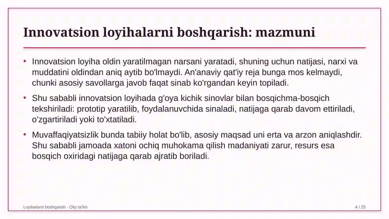 ulgurji bozorlarda innovatsion loyihalarni boshqarish 7704 4