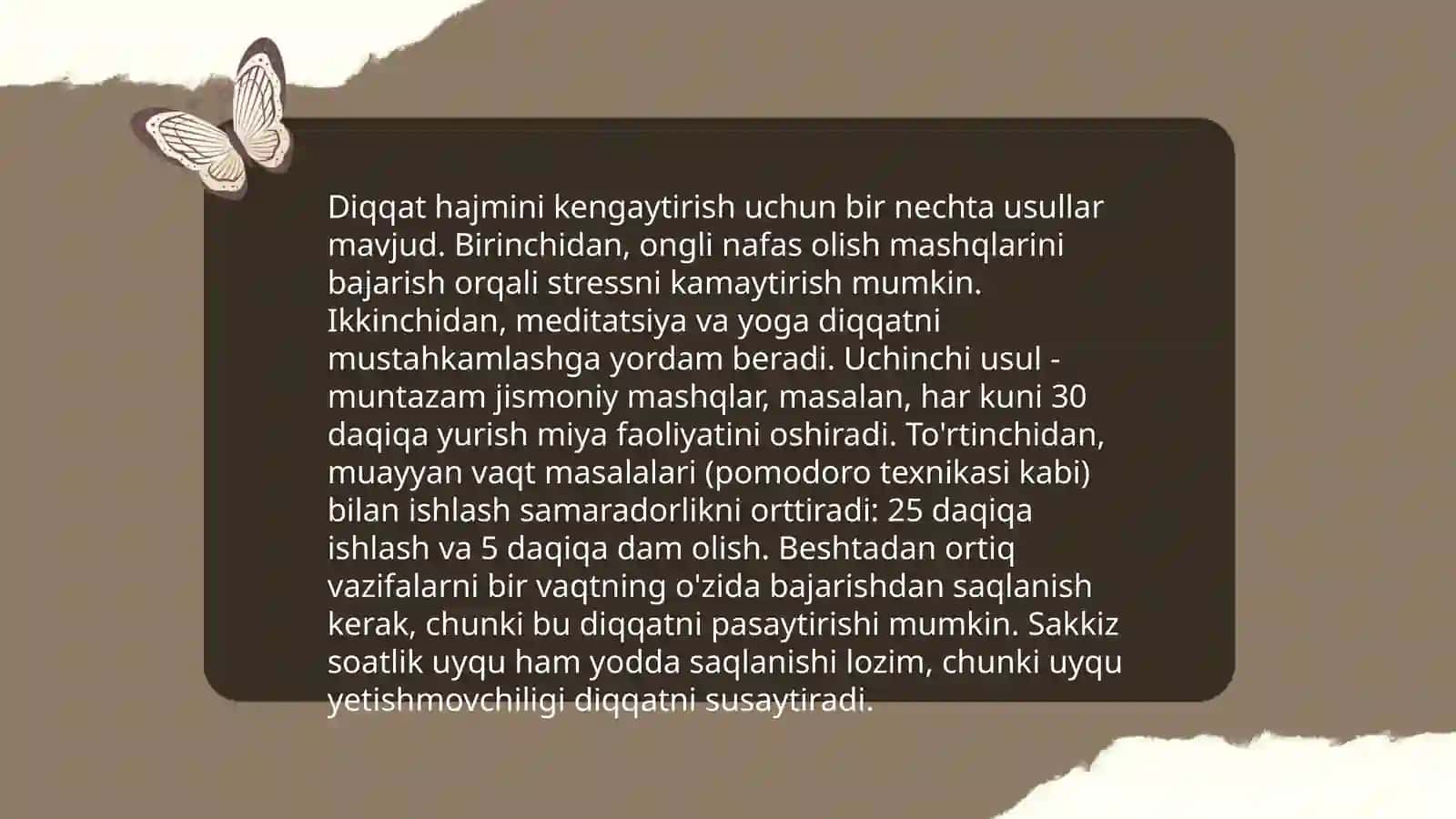 Diqqat xususiyatlari (Hajmi, ko`chuvchanligi, barqarorligi, taqsimlanishi) va rivojlantirish imkoniyatlari 4