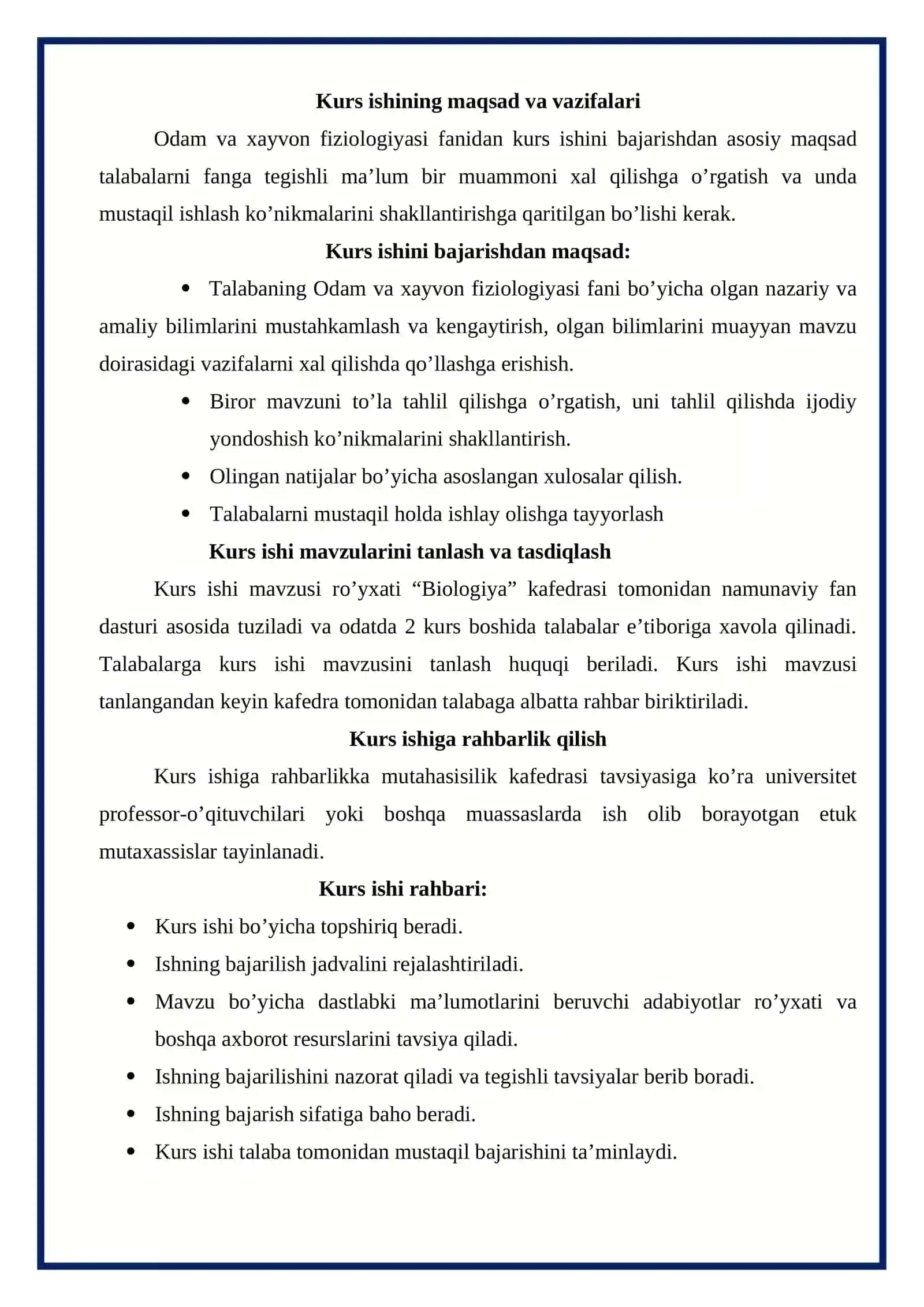 Odam va Hayvonlar Fiziologiyasi Kurs Ishlari 4