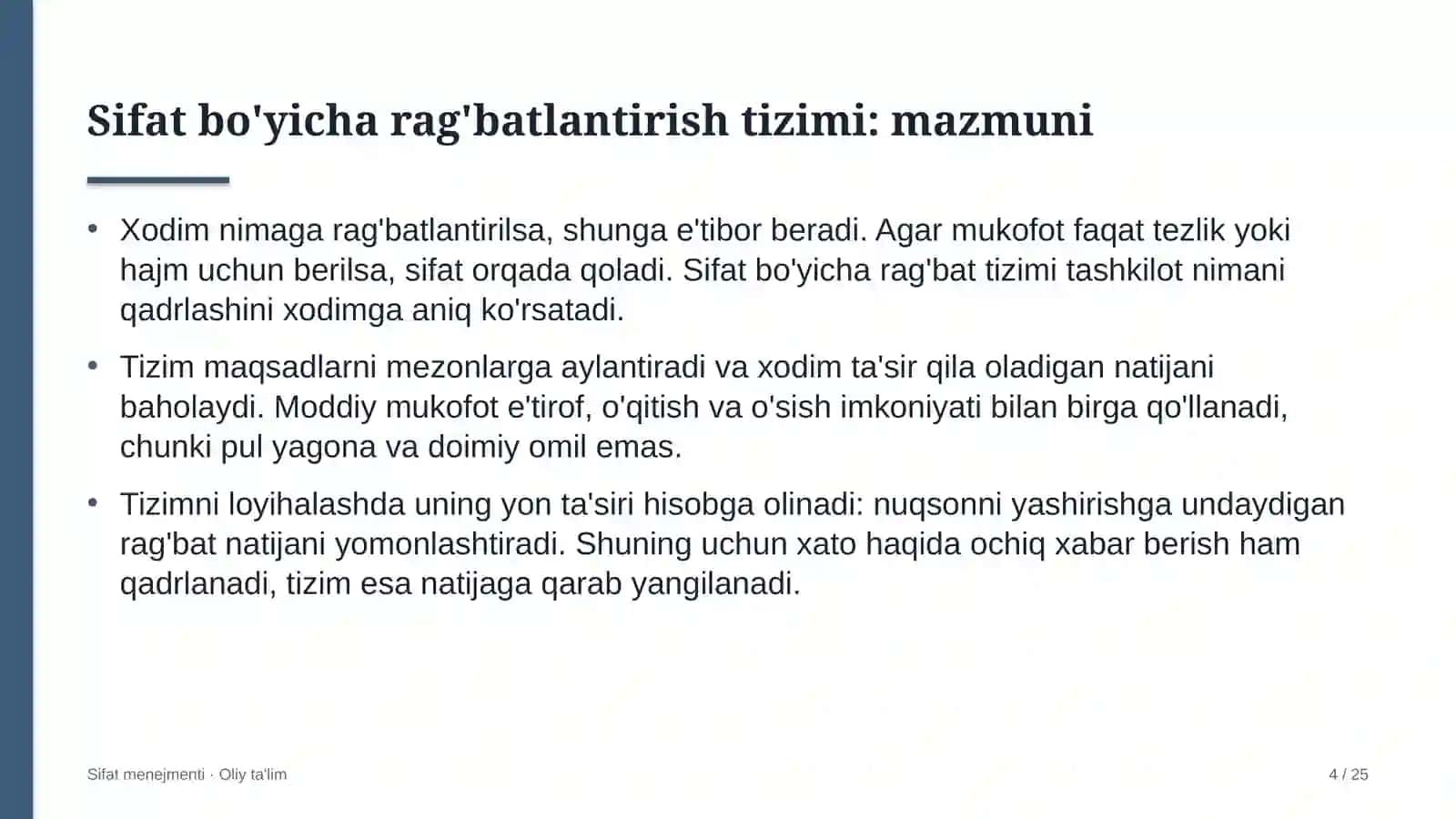 Byudjet tashkilotlarida sifat bo'yicha rag'batlantirish tizimi 4