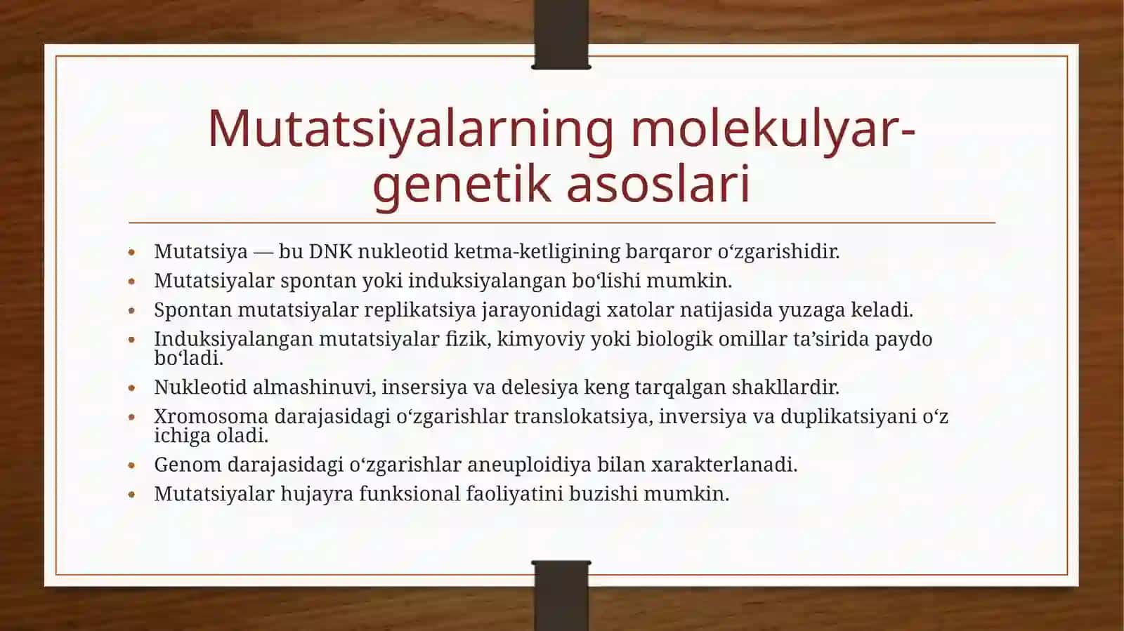 MAVZU:Mutatsiyalarvakantserogenez 4