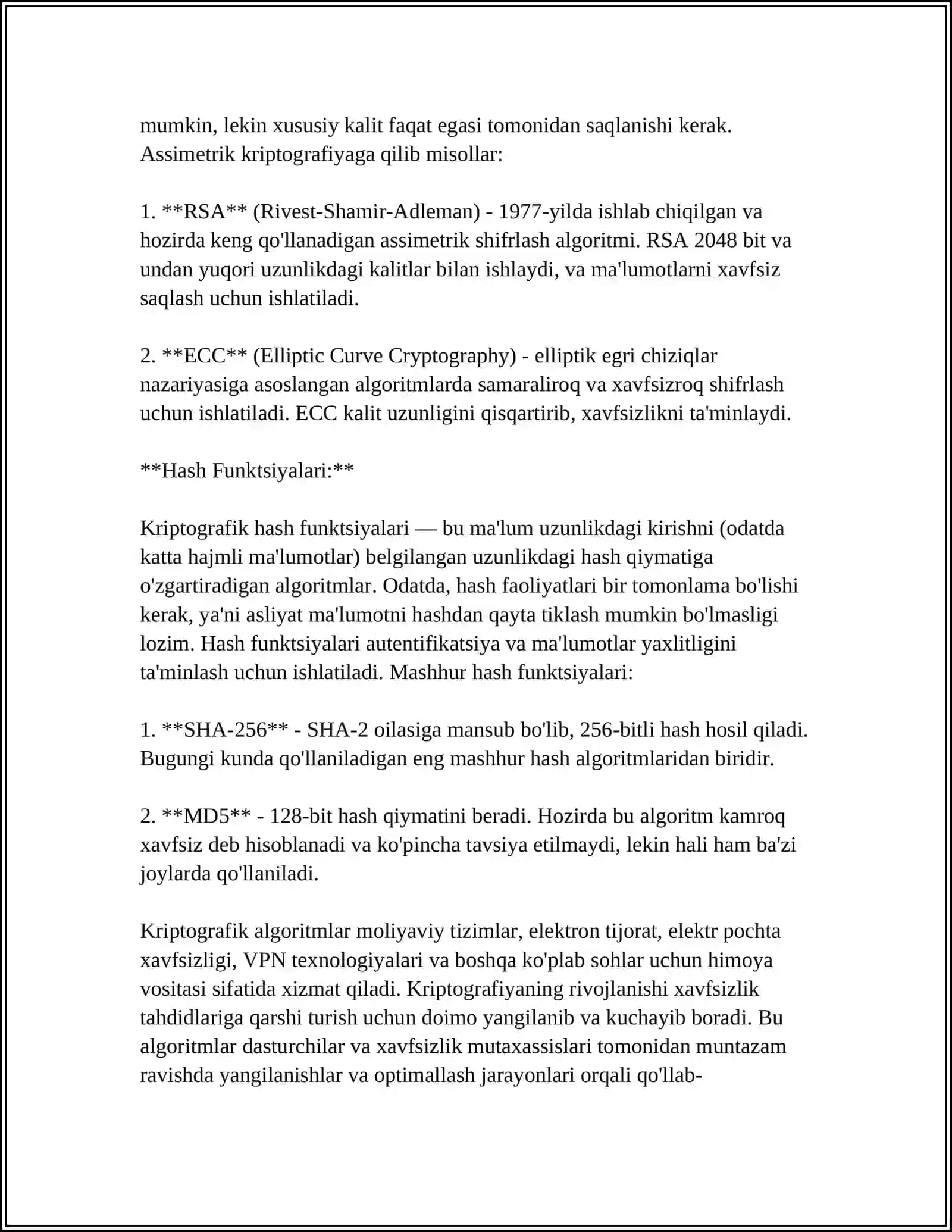 AXBOROTNI XIMOYALASHNING KRIPTOGRAFIK USULLARI 4