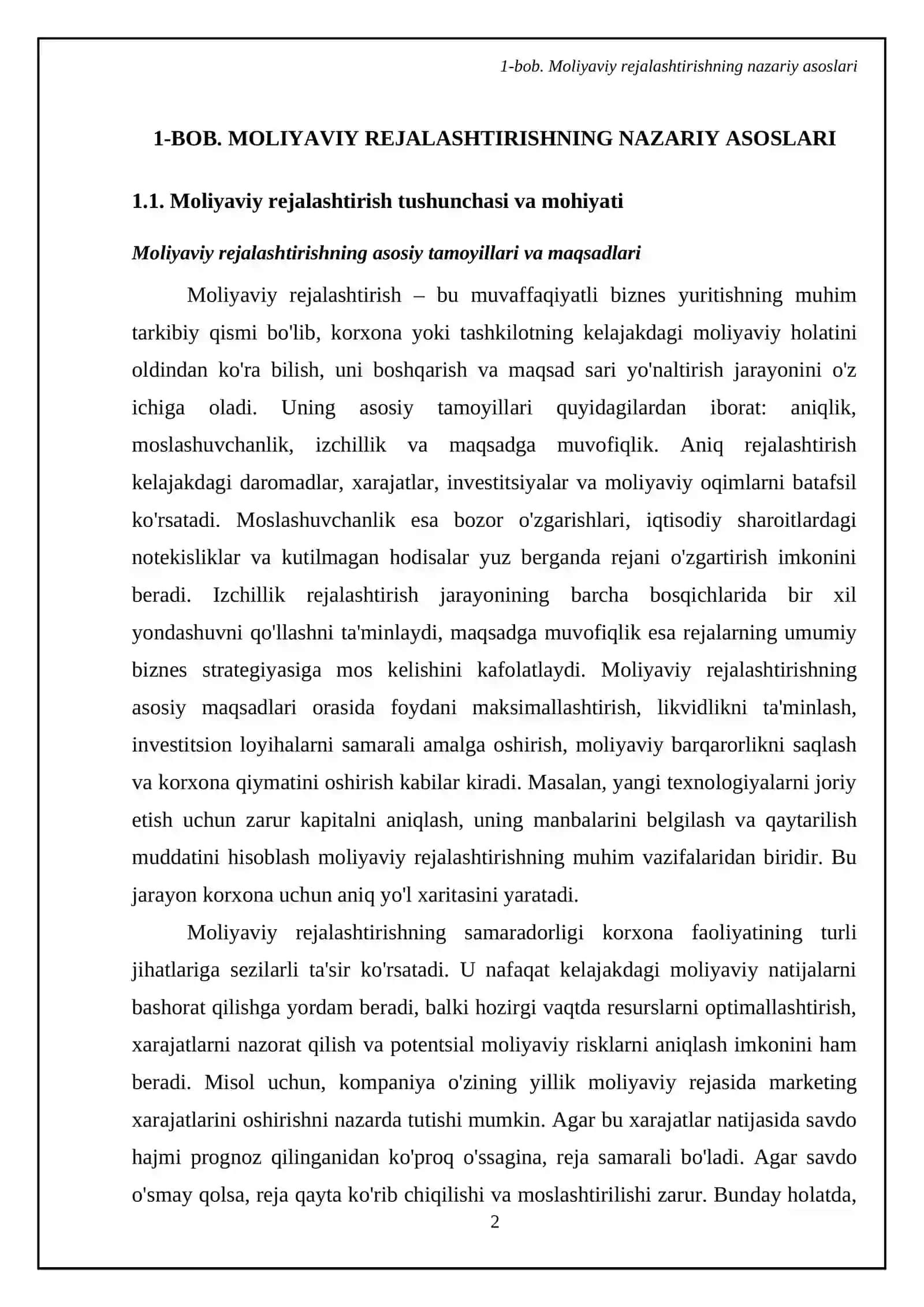 Moliyaviy rejalashtirish va biznes-rejaning moliyaviy bo'limi 4