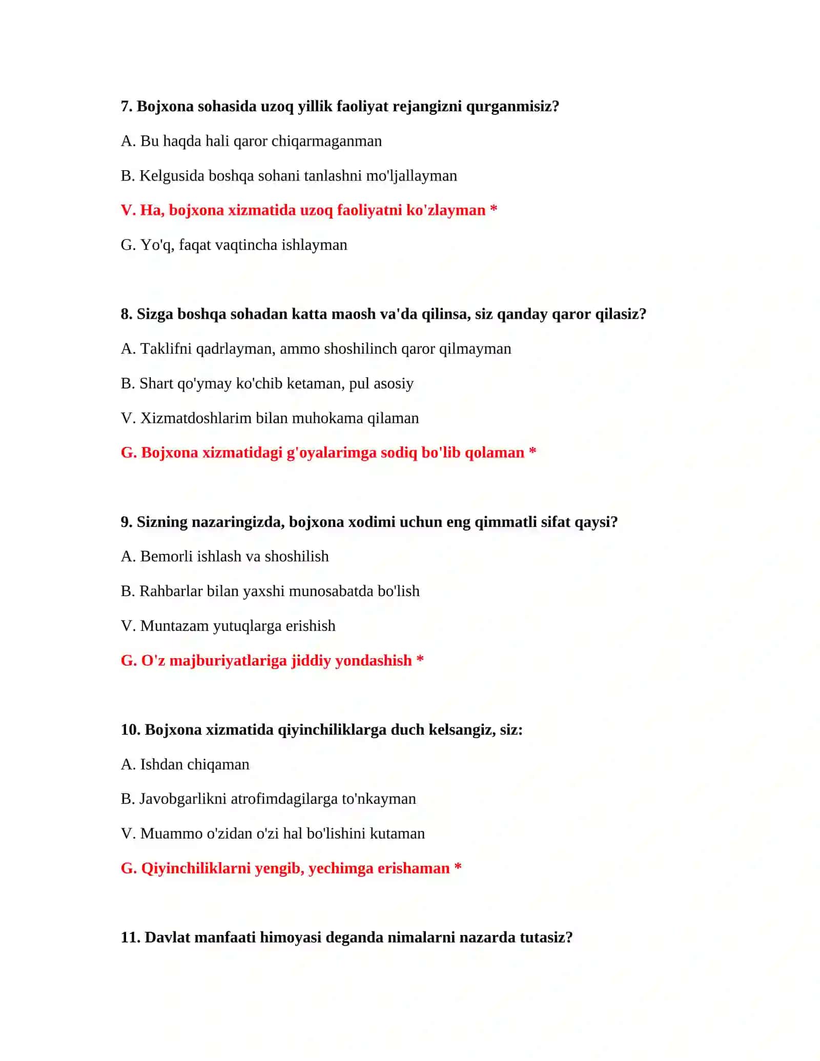 PSIXOLOGIK TEST SAVOLLARI 4