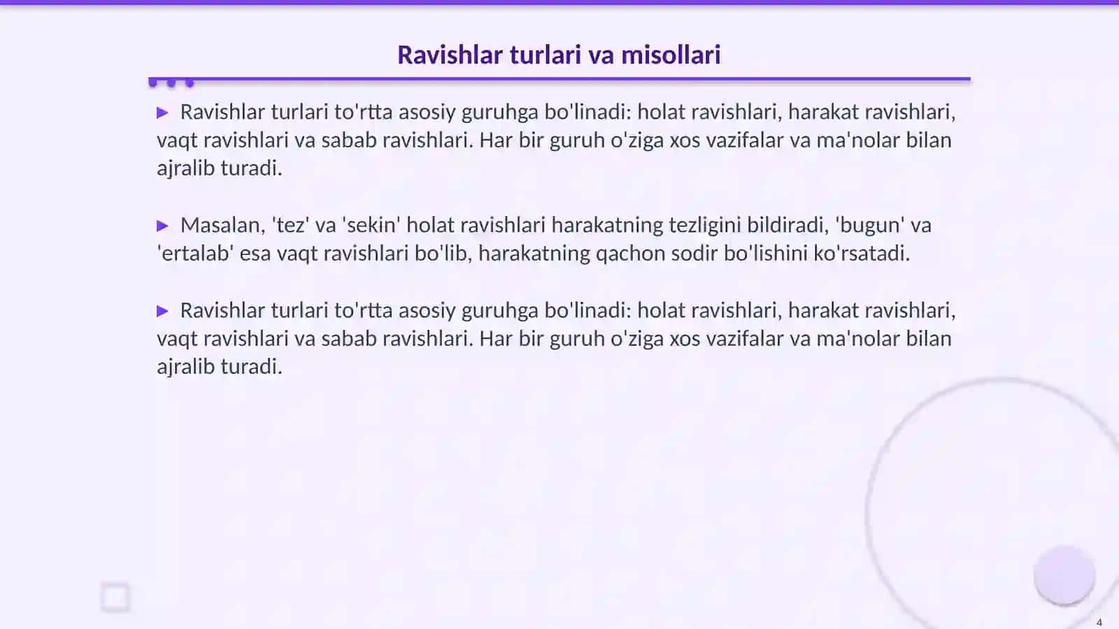 Ravish soʻz turkumi 4