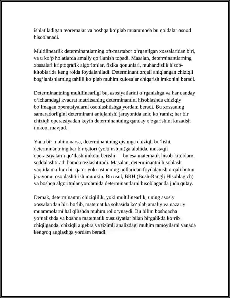 Determinantning Asosiy Xossalari 4