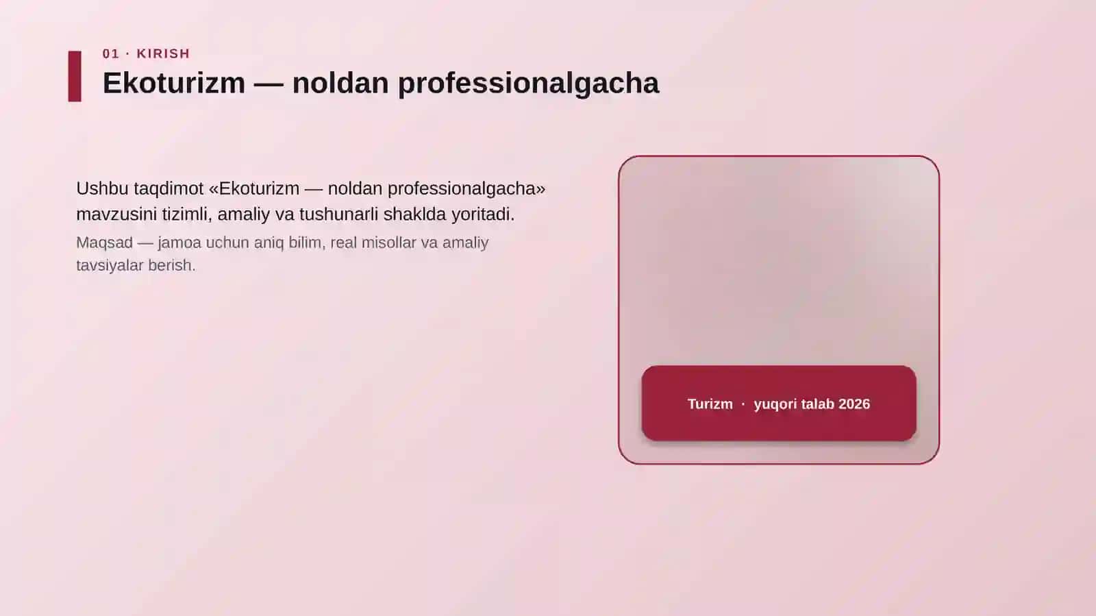 Ekoturizm — noldan professionalgacha 4
