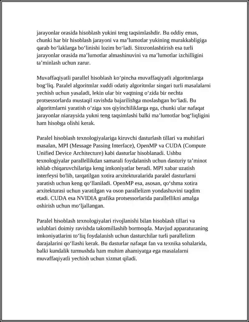 PARALLEL DASTURLASH TEXNOLOGIYALARI 4