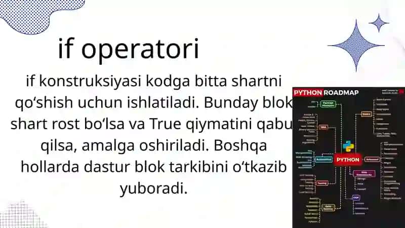 Python dasturlash tilida shart operatorlari (if) 4