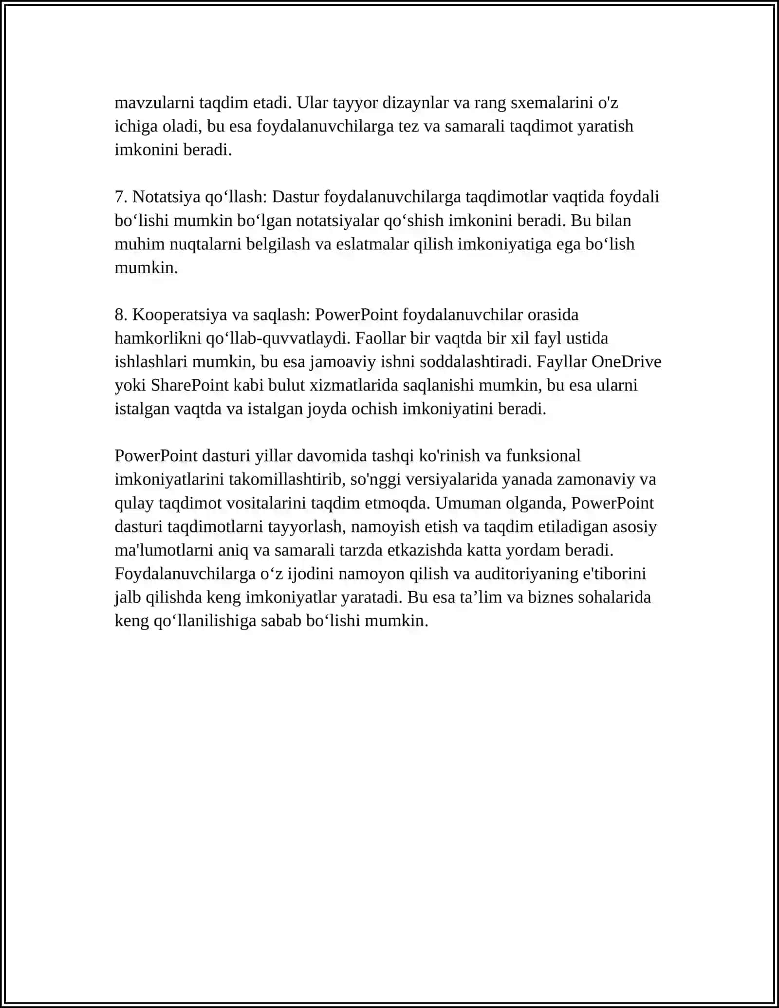 POWER POINT DASTURIDA TAQDIMOTLAR YARATISH 4