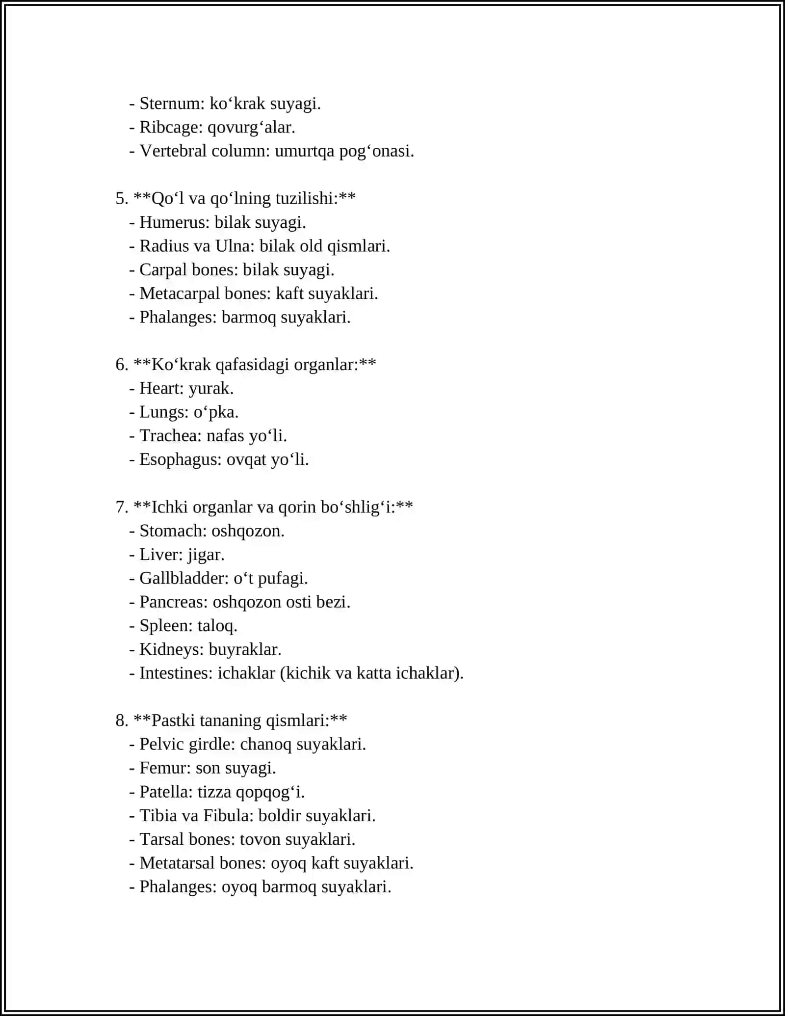 A‘zolar anatomiya terminlari 4
