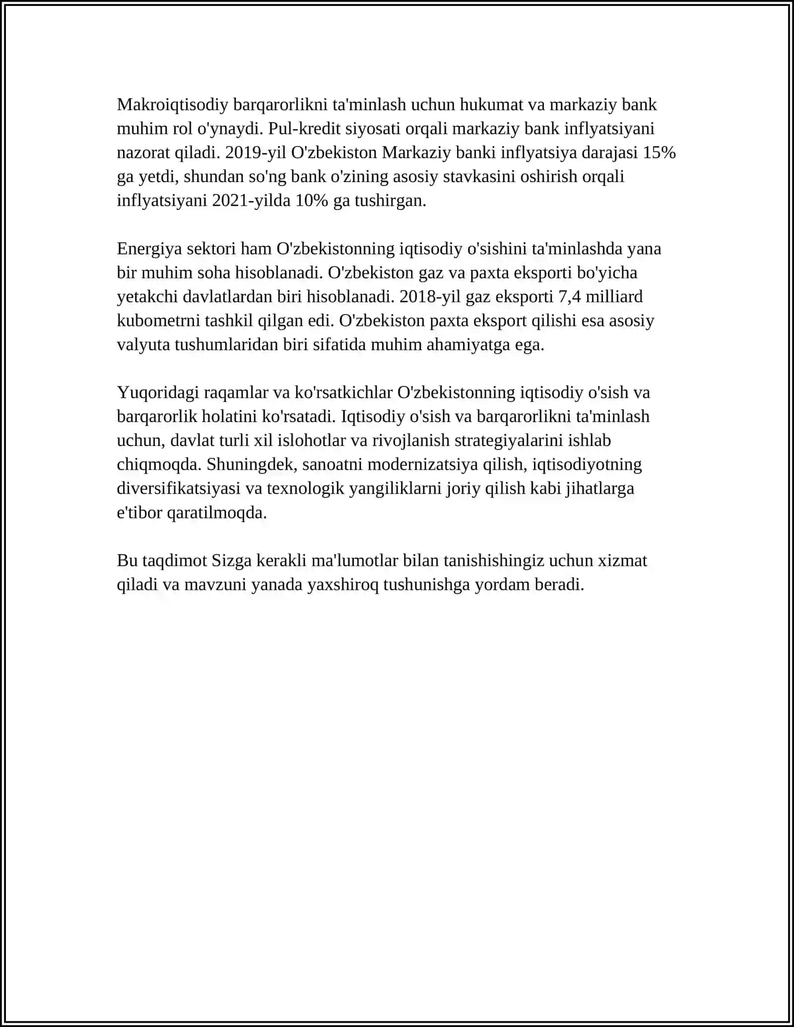 QISQA MUDDATLI IQTISODIY O‘SISH 4
