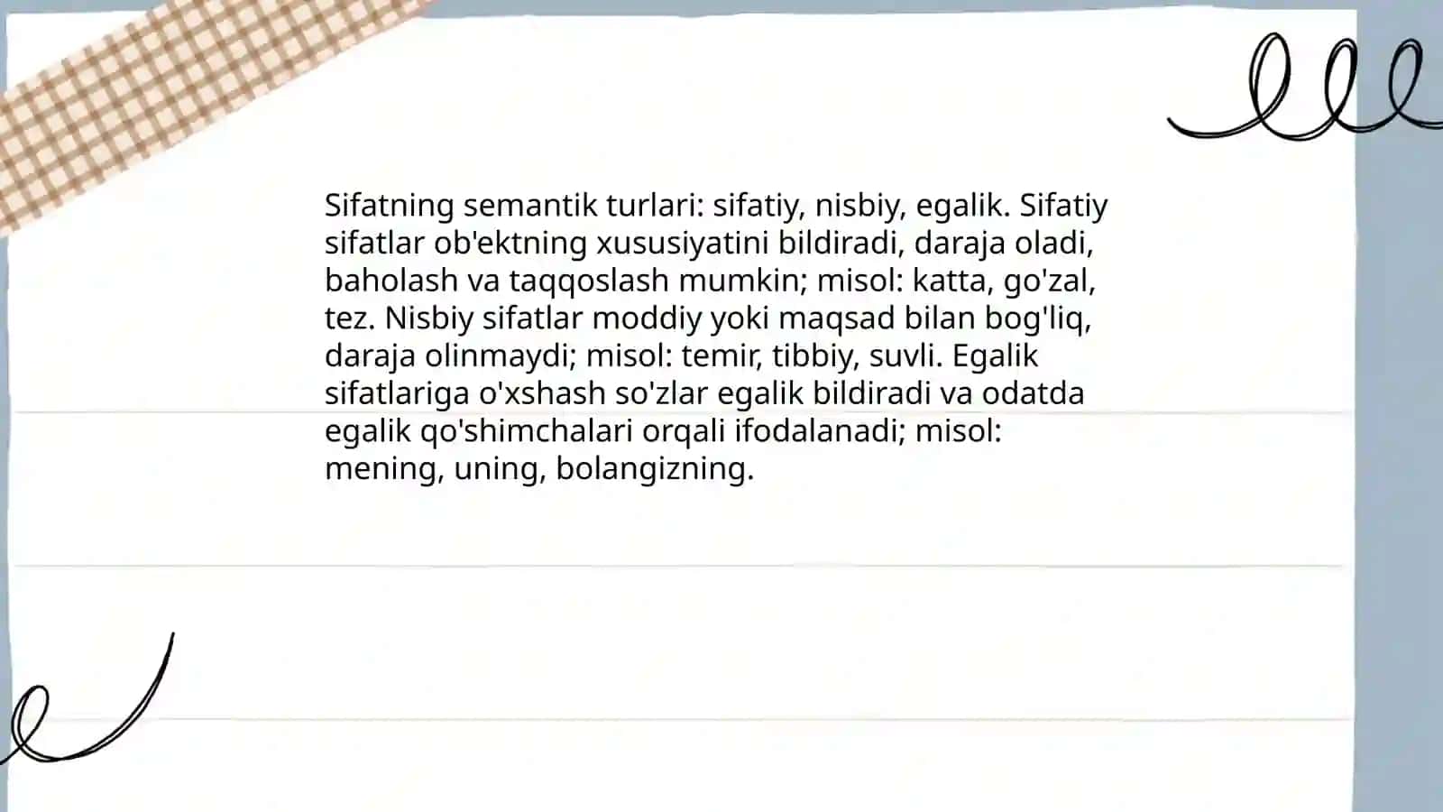 Sifatning ifodalanishi 4