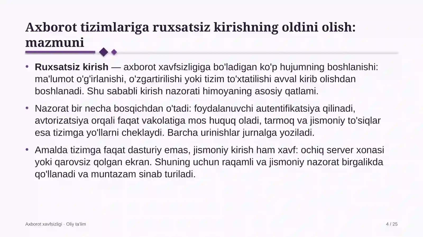 Axborot xavfsizligi · Oliy ta'lim 4
