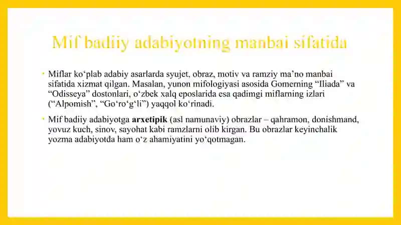 Mif va badiiy adabiyot munosabatlari 4