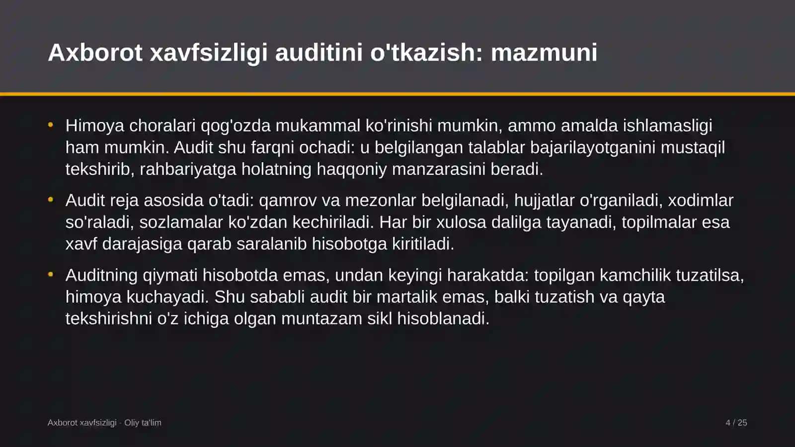 startaplarda axborot xavfsizligi auditini o'tkazish 4741 4