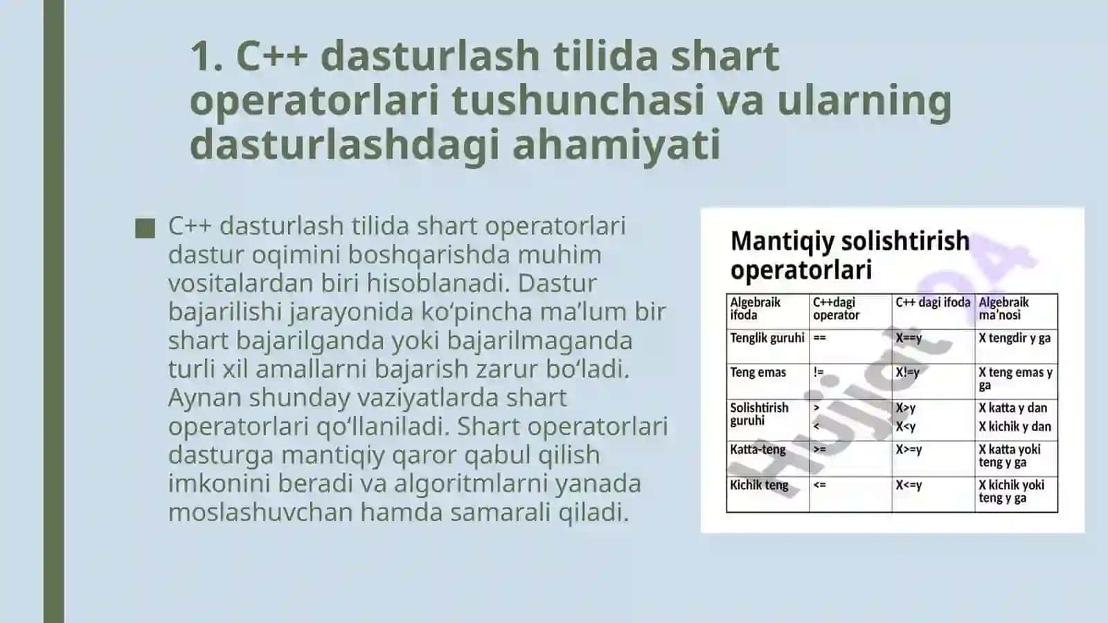 C++ dasturlashtilida shart operatorlari 4