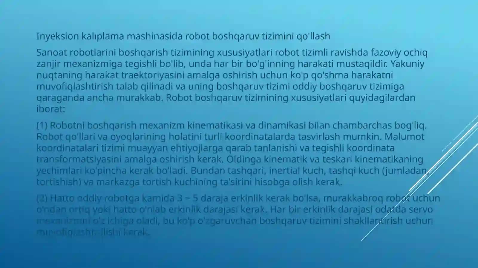 Robotlarni boshqarish tizimlari 4