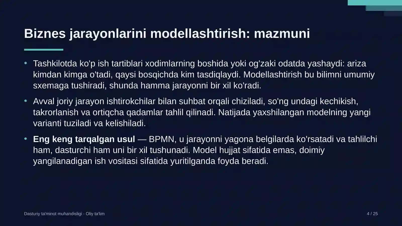 til o'rgatish markazlarida biznes jarayonlarini modellashtirish 7906 4