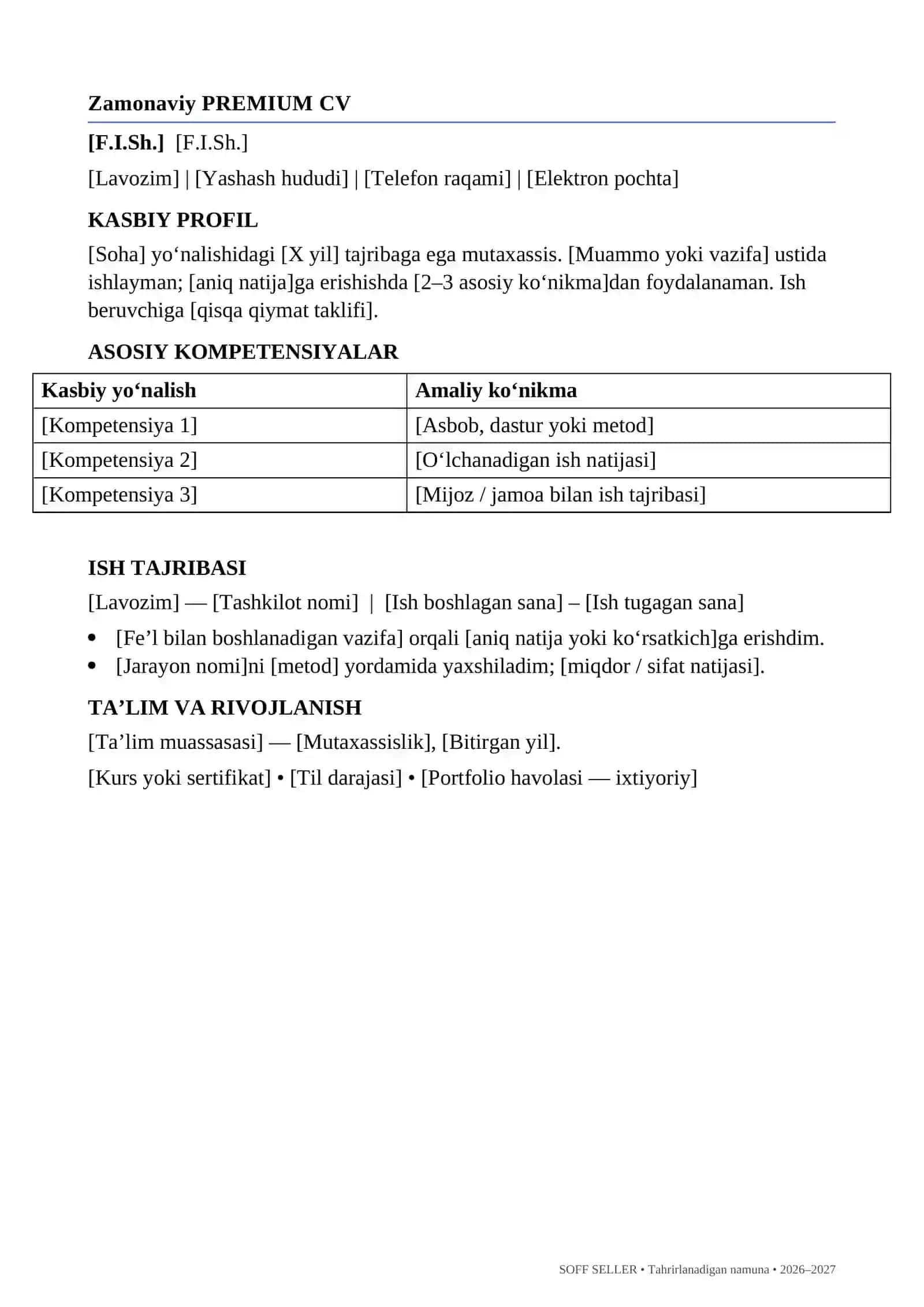 P25 CV OBYEKTIVKA 15 Ta SHABLON 2026 2027.docx TO‘PLAM NIMALARNI O‘Z ICHIGA OLADI? 4