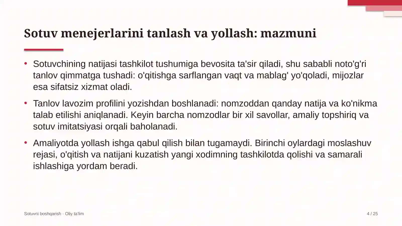 Konsert tashkilotlarida sotuv menejerlarini tanlash va yollash 4