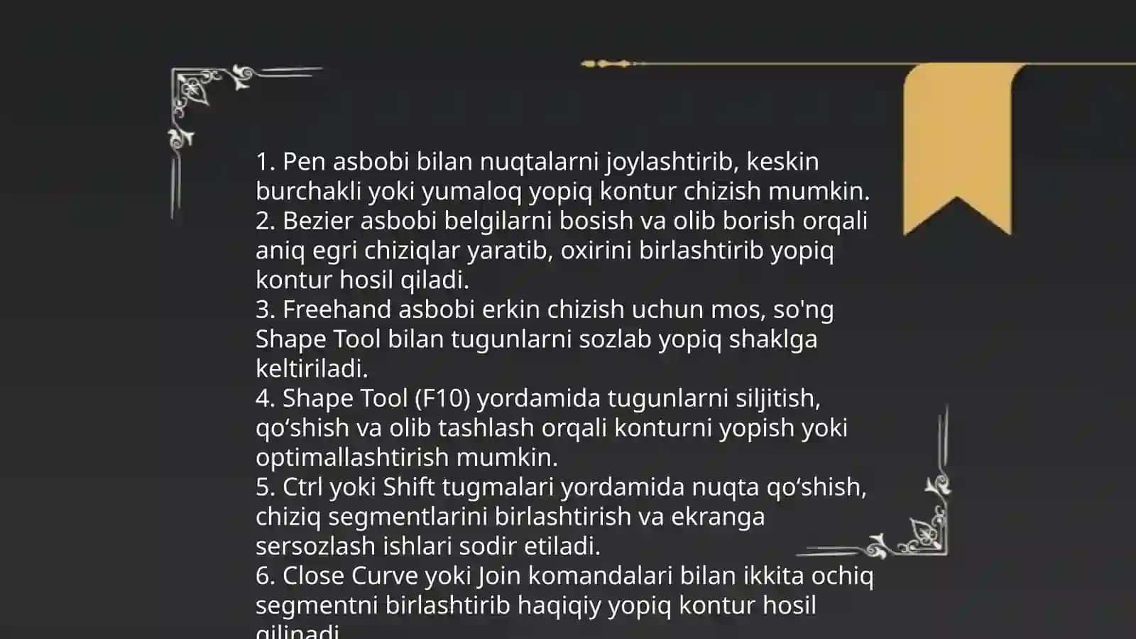 CorelDrawda yopiq konturlar bilan ishlash 4