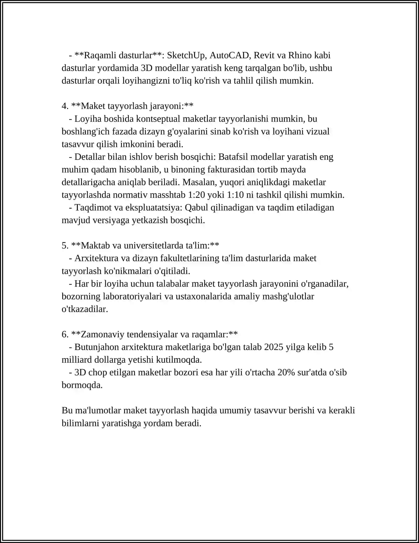 Maket tayyorlash usullari 4