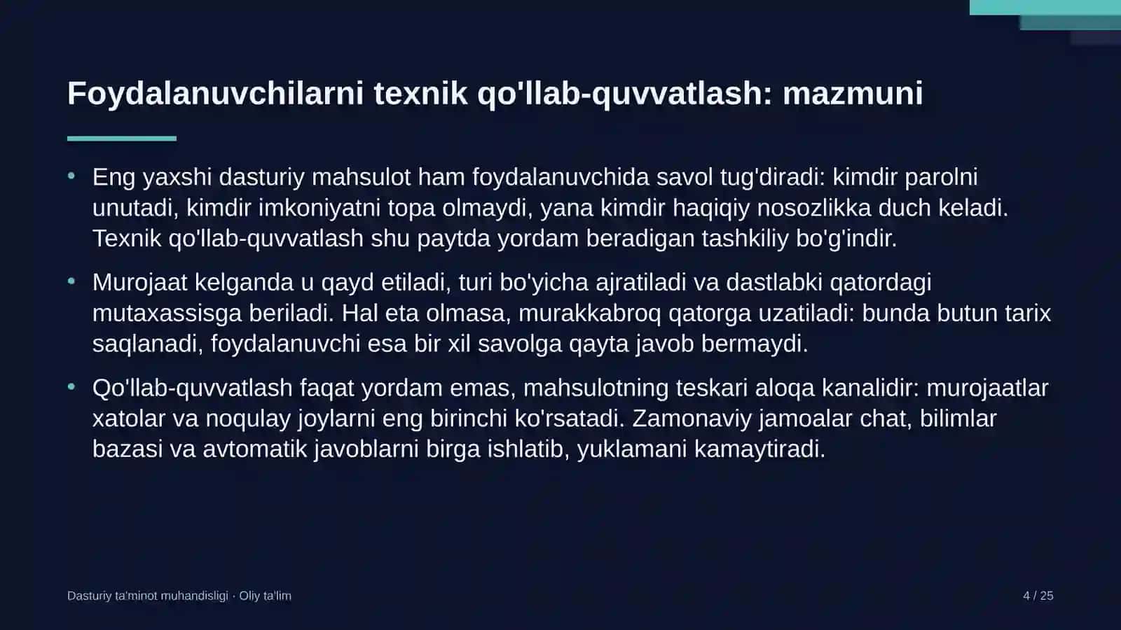 Kasaba uyushmalarida foydalanuvchilarni texnik qo'llab-quvvatlash 4