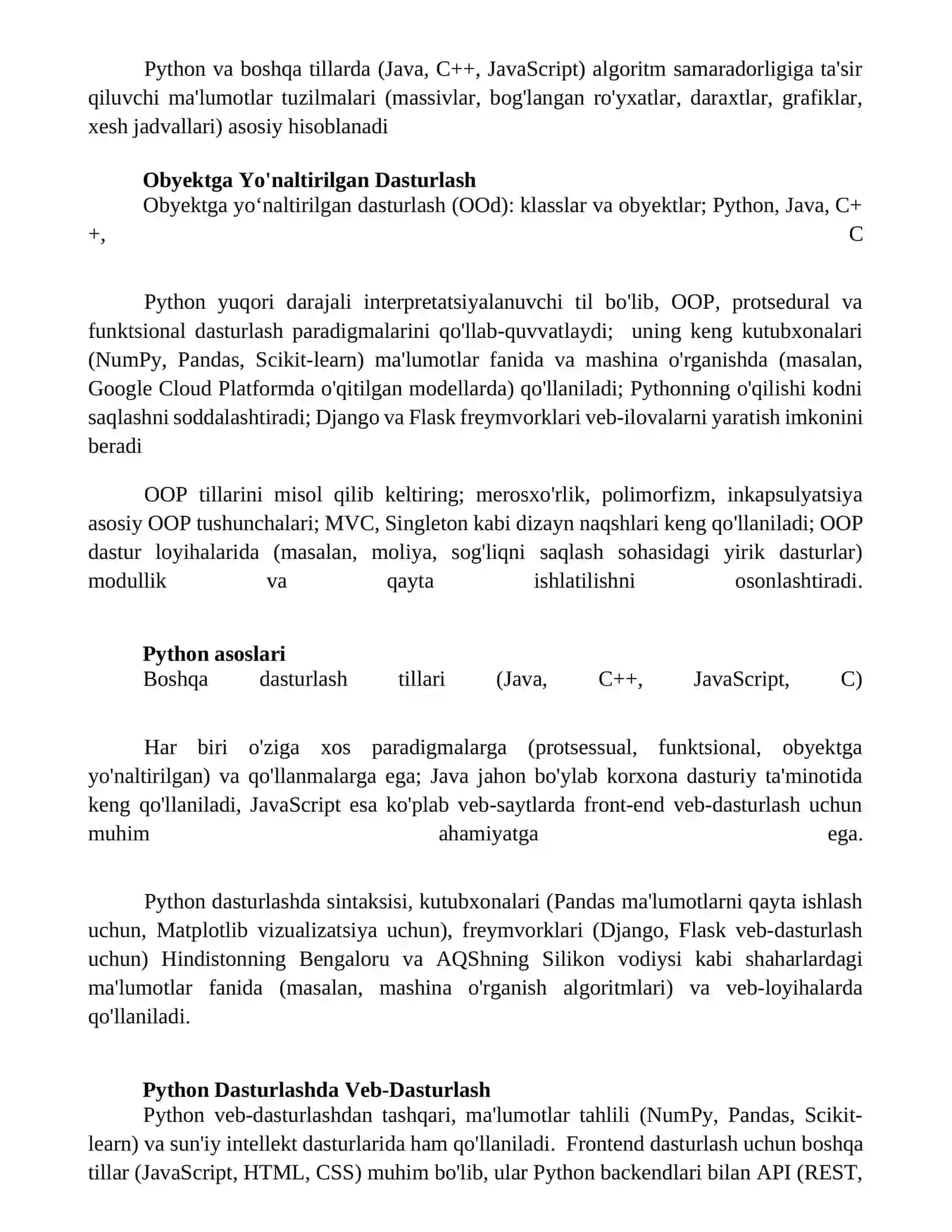Python va boshqa dasturlash tillarda dasturlash 4