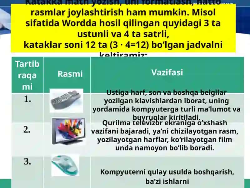 Jadval 4