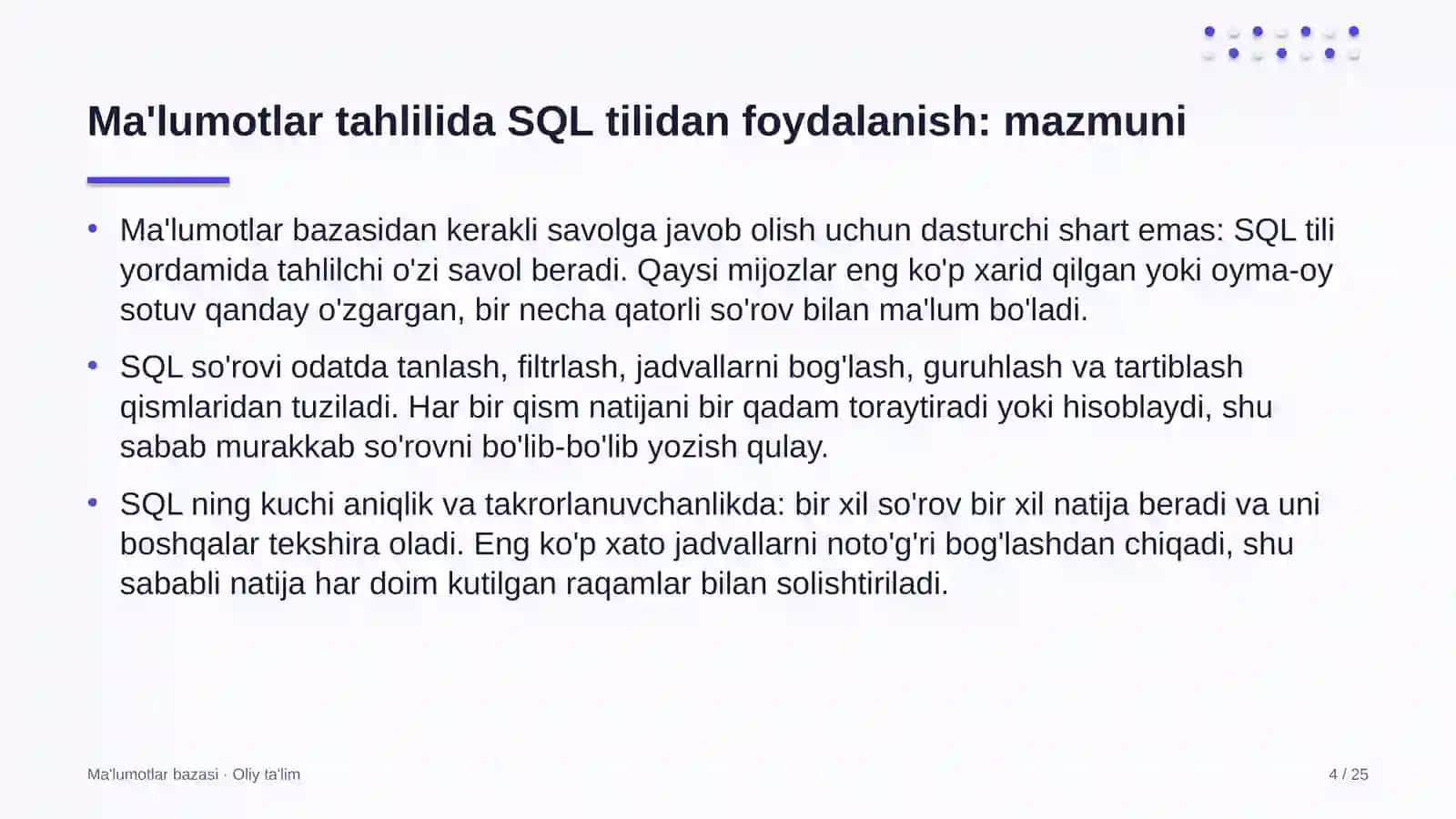 sanoat qurilishida ma'lumotlar tahlilida sql tilidan foydalanish 3780 4
