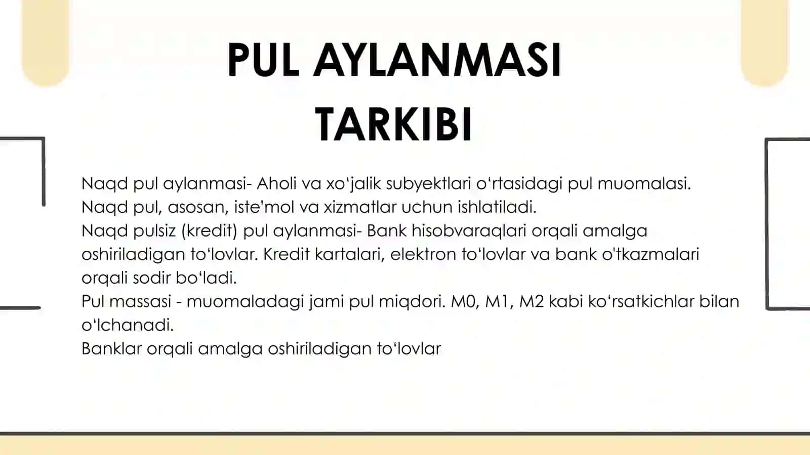 Pul Aylanmasi va Tarkibi 4