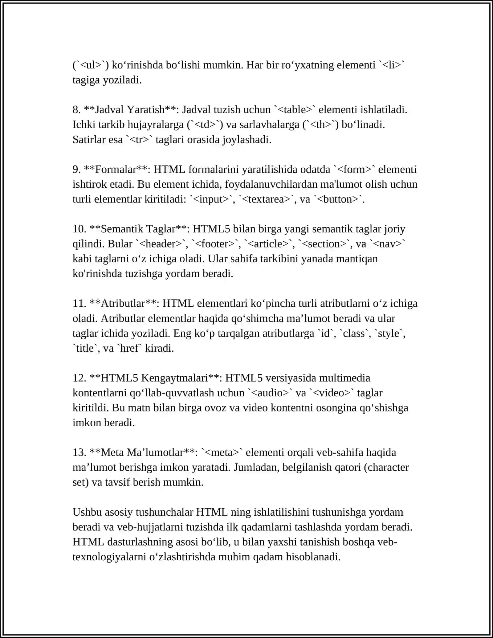 HTML ELEMNTLARI 4