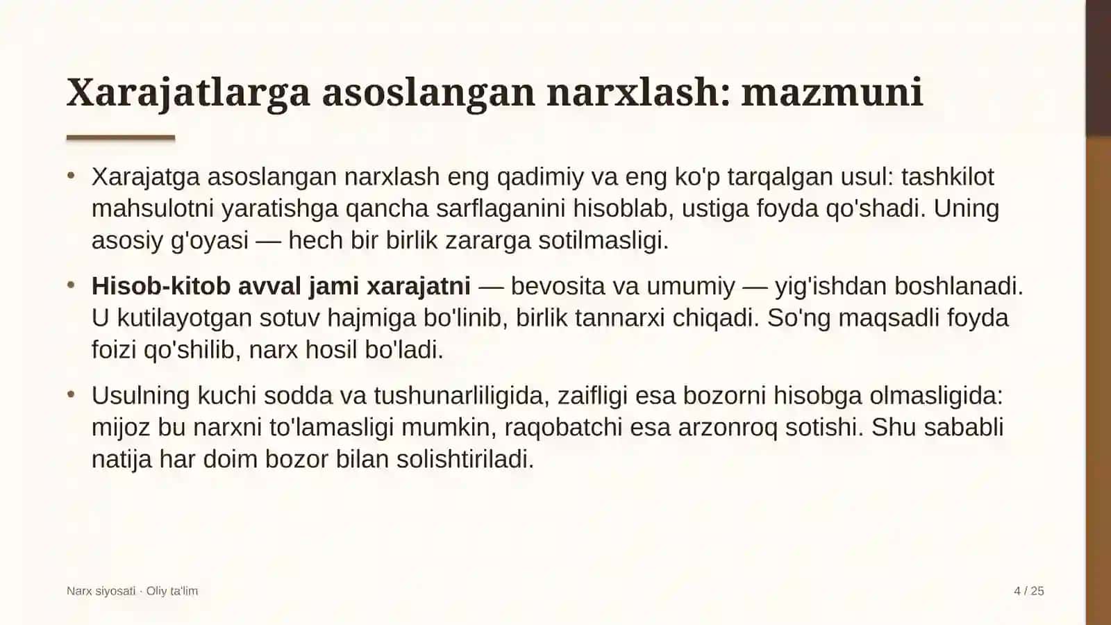 Issiqlik elektr markazlarida xarajatlarga asoslangan narxlash 4
