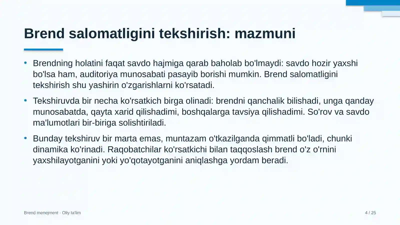 Suzish havzalarida brend salomatligini tekshirish 4