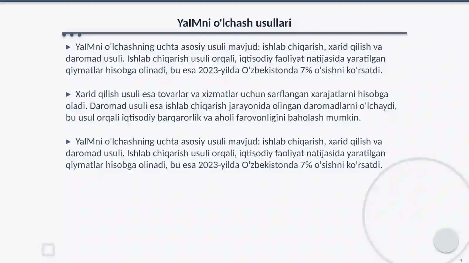 YaIM va uning o'lchov usullari 4