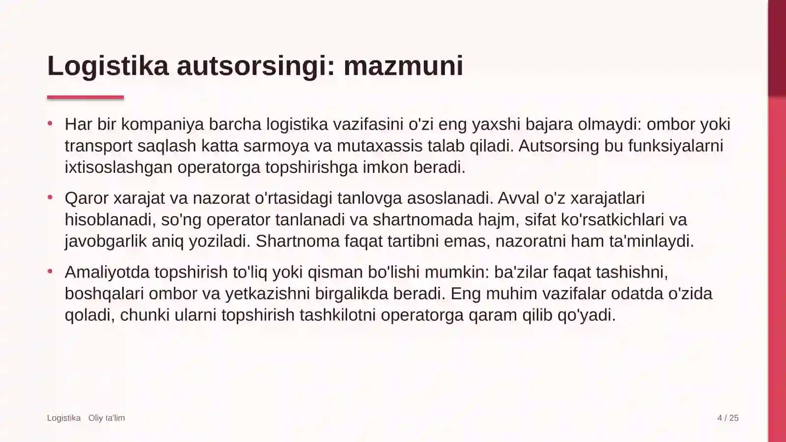 turoperatorlik kompaniyalarida logistika autsorsingi 5331 4