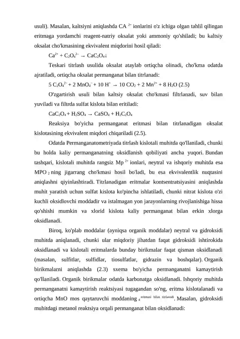 Permaganatometriya, yodometriya usullari 4