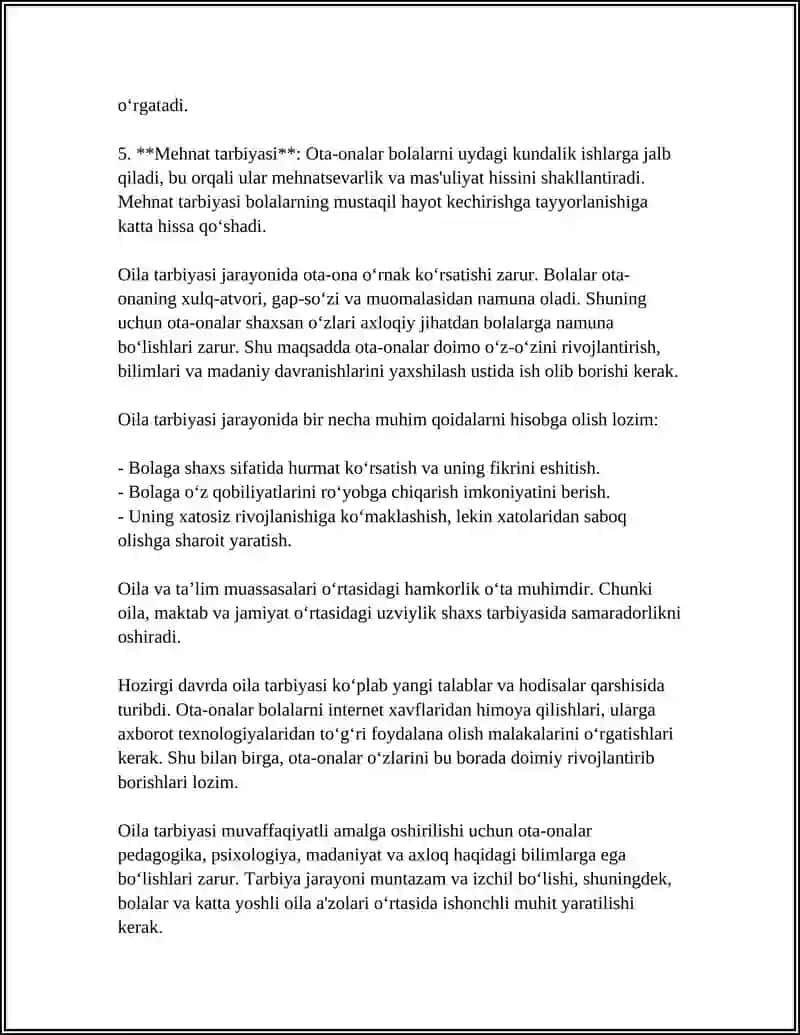 OILA TARBIYASI ASOSLARI 4
