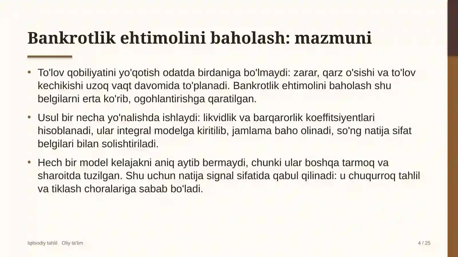 Kinoteatrlarda bankrotlik ehtimolini baholash 4