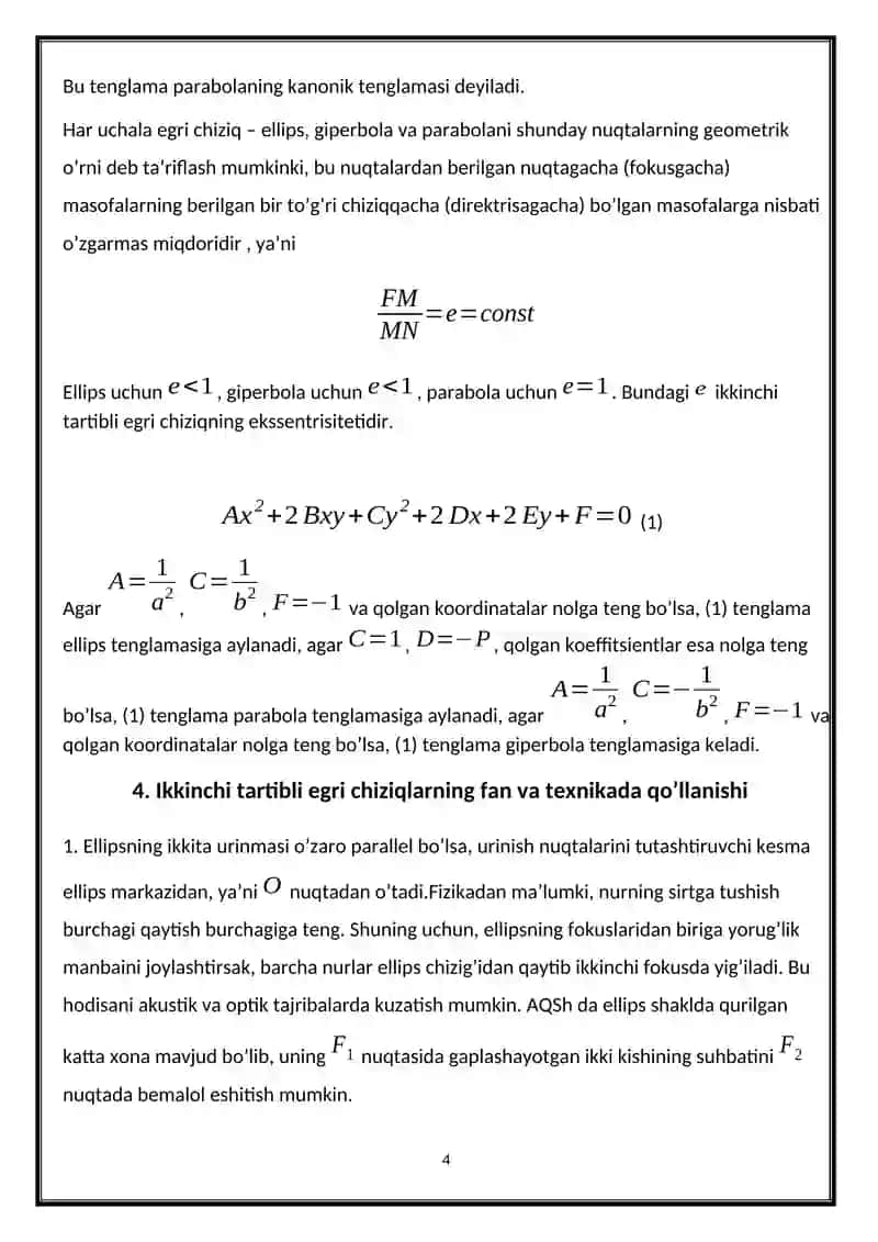 Ikkinchi tartibli egri chiziqlar 4