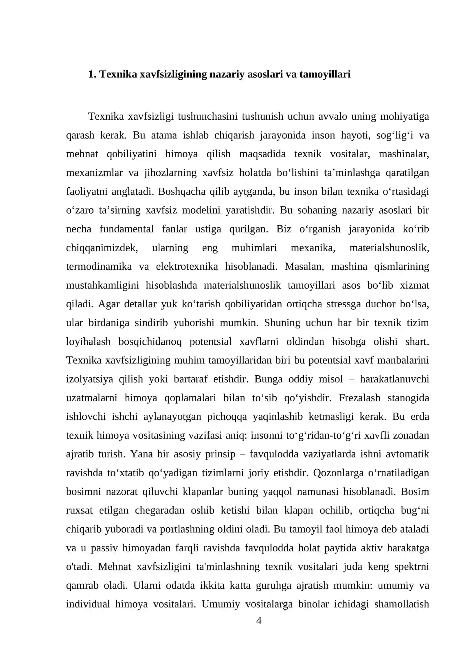 Texnika xavfsizligi asoslari. Mehnat xavfsizligini taminlashning texnik vositalari 4