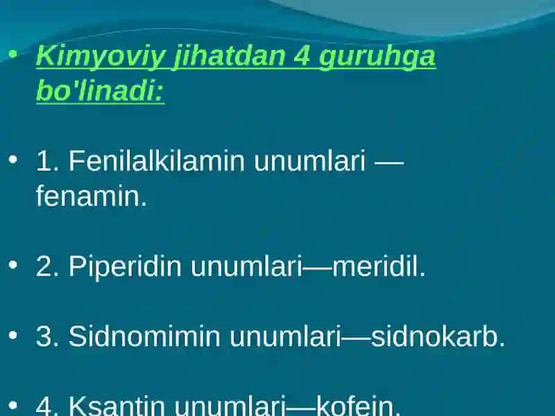 Psixostimulyatorlar.Nootrop dori vositalari 4