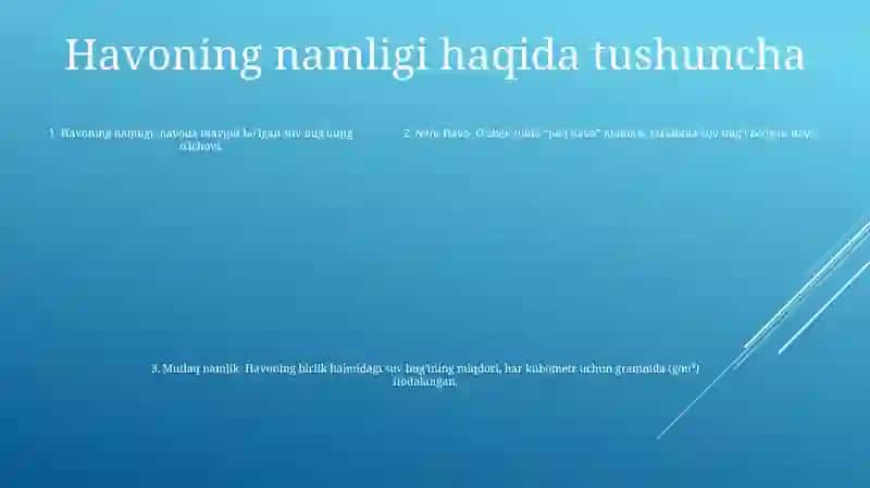 Nam Havo. Havoning Namlik, Absolyut Namlik Va Nisbiy Namlik Tushunchasi 4