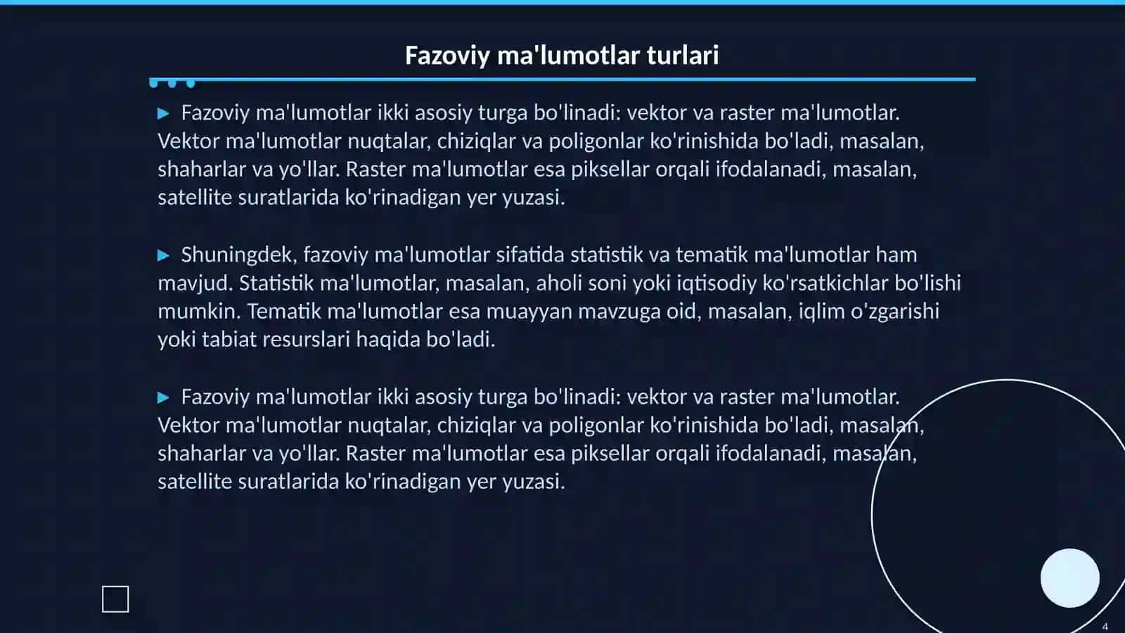 Fazoviy ma'lumotlarni yig'ish va tahlil qilish usullari 4
