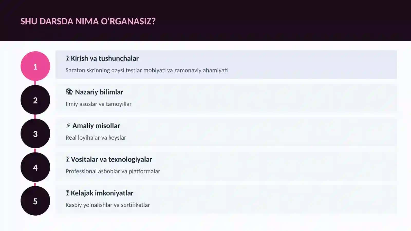 Saraton skrinning qaysi testlar 4