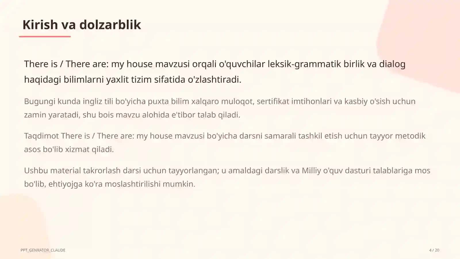 There is / There are: my house (4-sinf) 4