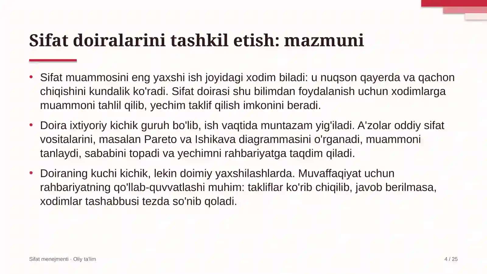 Energetika nazorati inspeksiyalarida sifat doiralarini tashkil etish 4