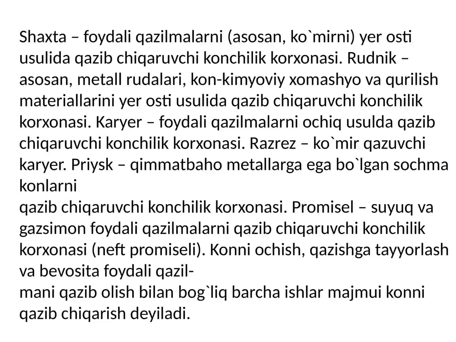 Konchilik korxonalaridagi o'ziga xos sharoitlar 4
