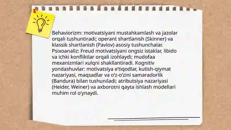 Xorij psixologiyasida motiv va motivatsiyaning nazariy tarixi 4